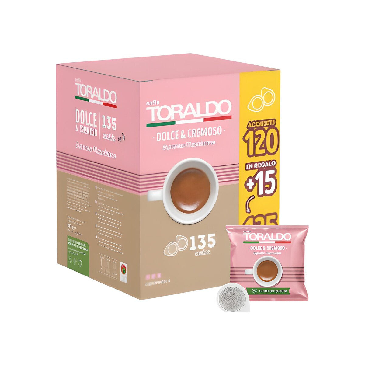 Caffè Toraldo Pads Miscela Dolce e Cremoso 120+ 15 E.S.E. Pads