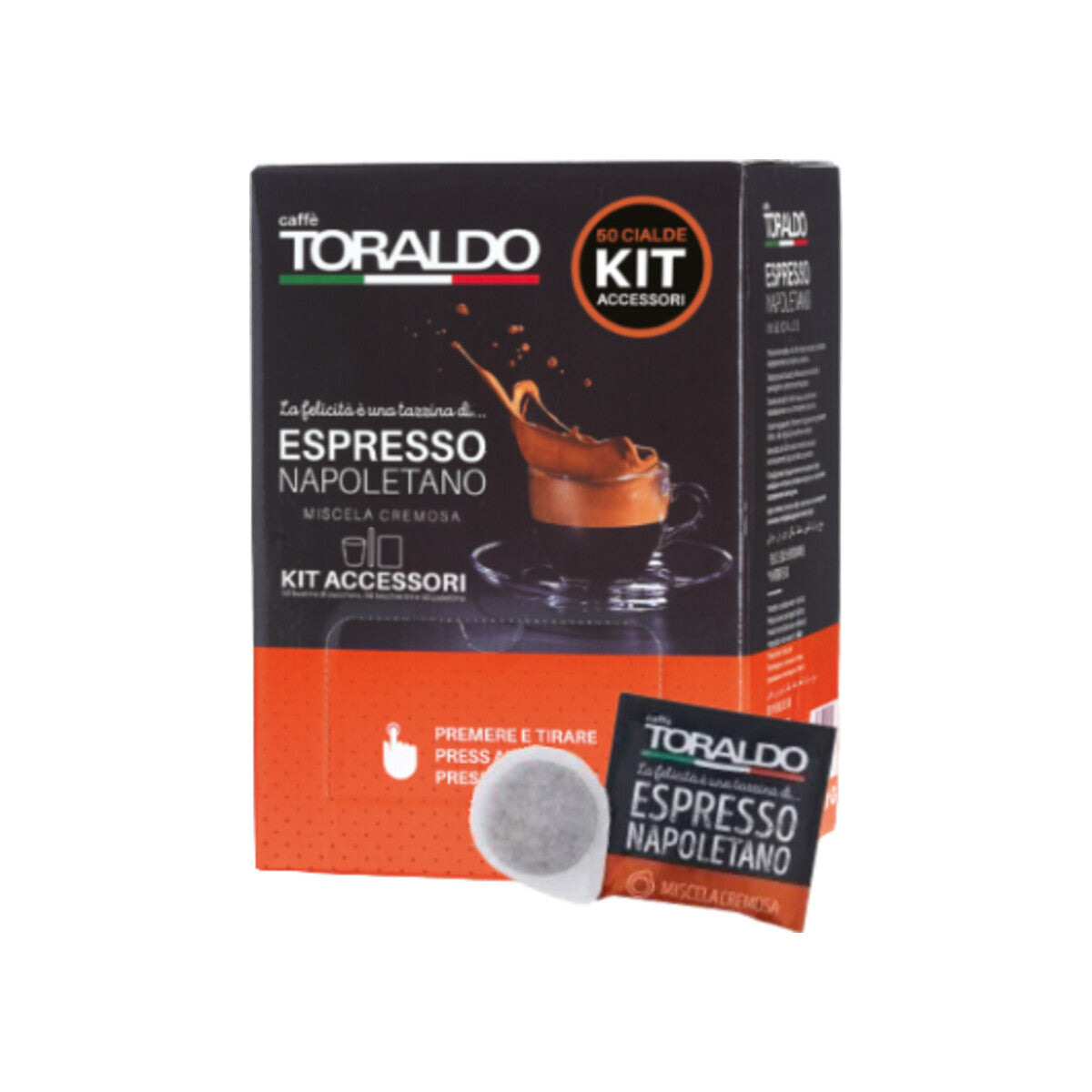 Caffè Toraldo Pads Miscela Cremosa 50 E.S.E.-Pads+ Kit Accessori
