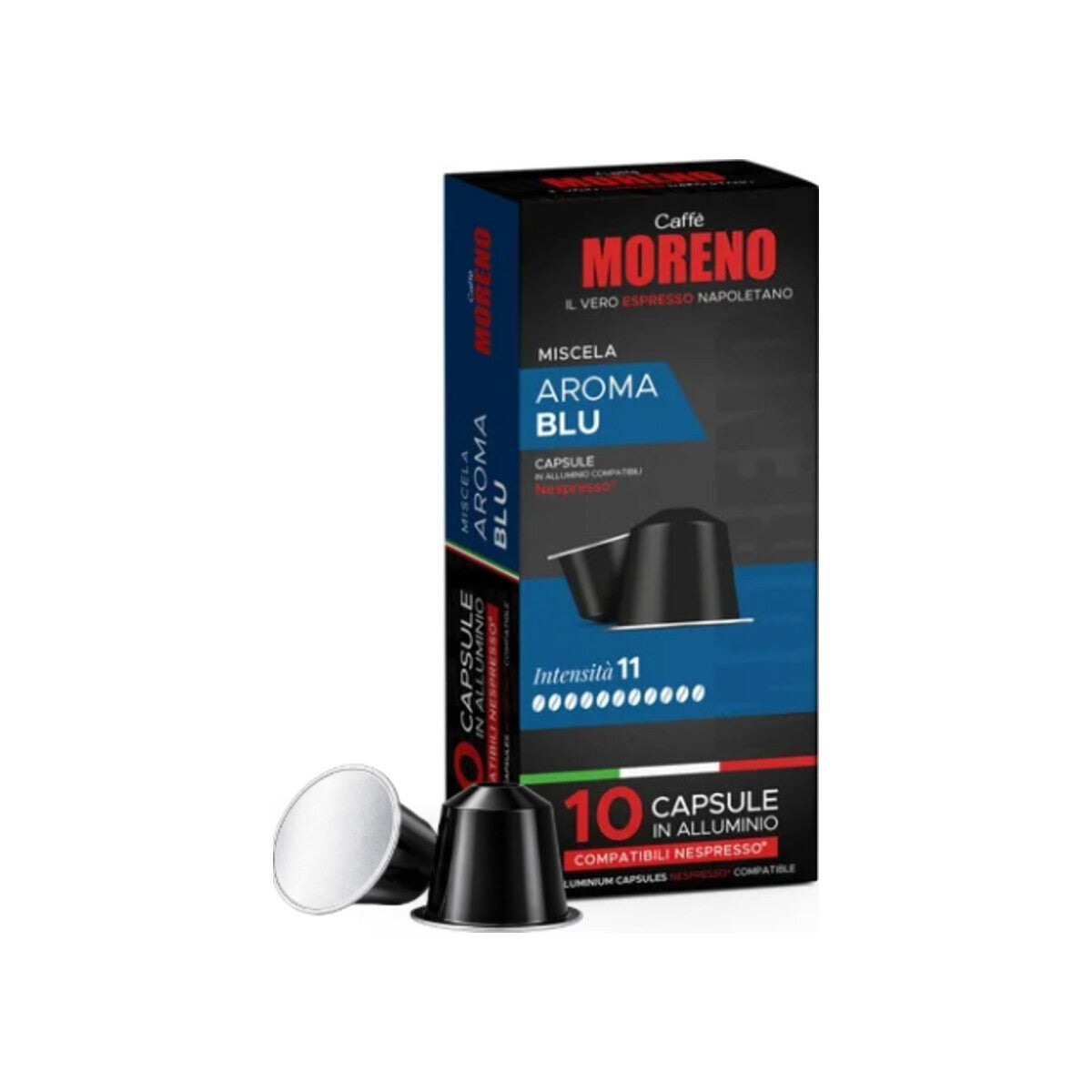 Moreno Aroma Blu Aluminium Nespresso® kompatibel – 10er Pack