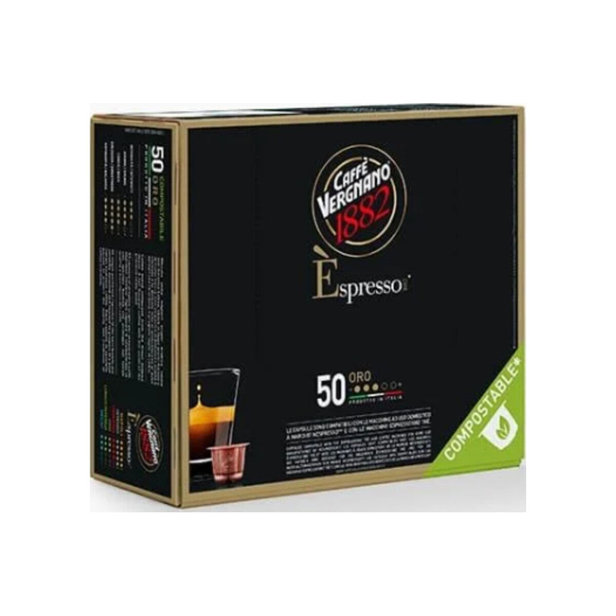 Vergnano Espresso Oro – 50 kompostierbare Kapseln
